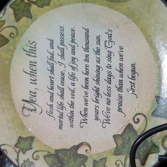 3-3" Ceramic Prayer Plates w/Black Metal Scrollwork Holder-Wall Decor - Picture 4 of 7